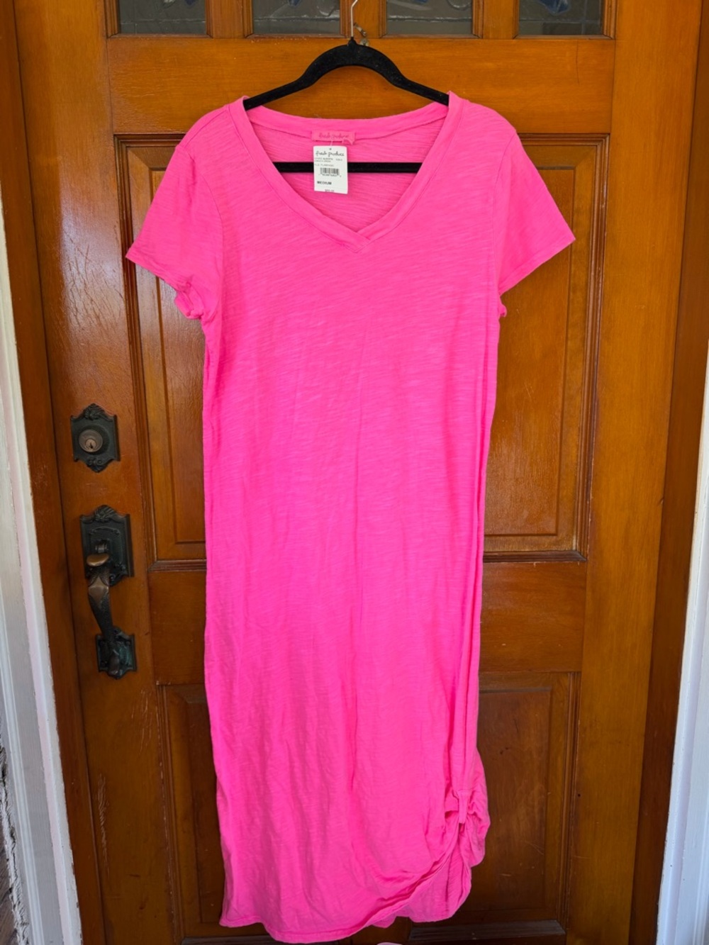 NWT! Fresh Produce Sz M Bright Pink V-Neck Midi Dress